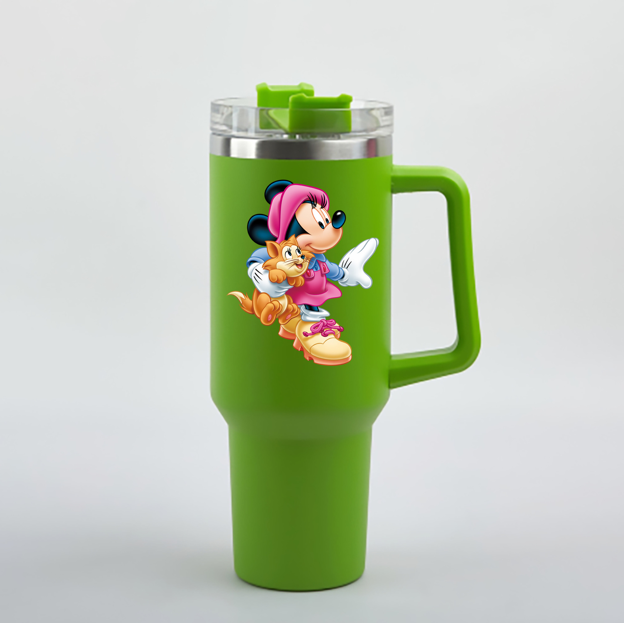 （画像用） ミッキーマウス Mickey Mouse 1200mL車用タンブラー - クリスタルステッカー（プラスチックストロー付き）
